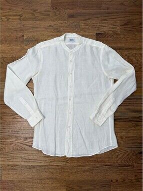 Aspesi Linen Band Collar Shirt